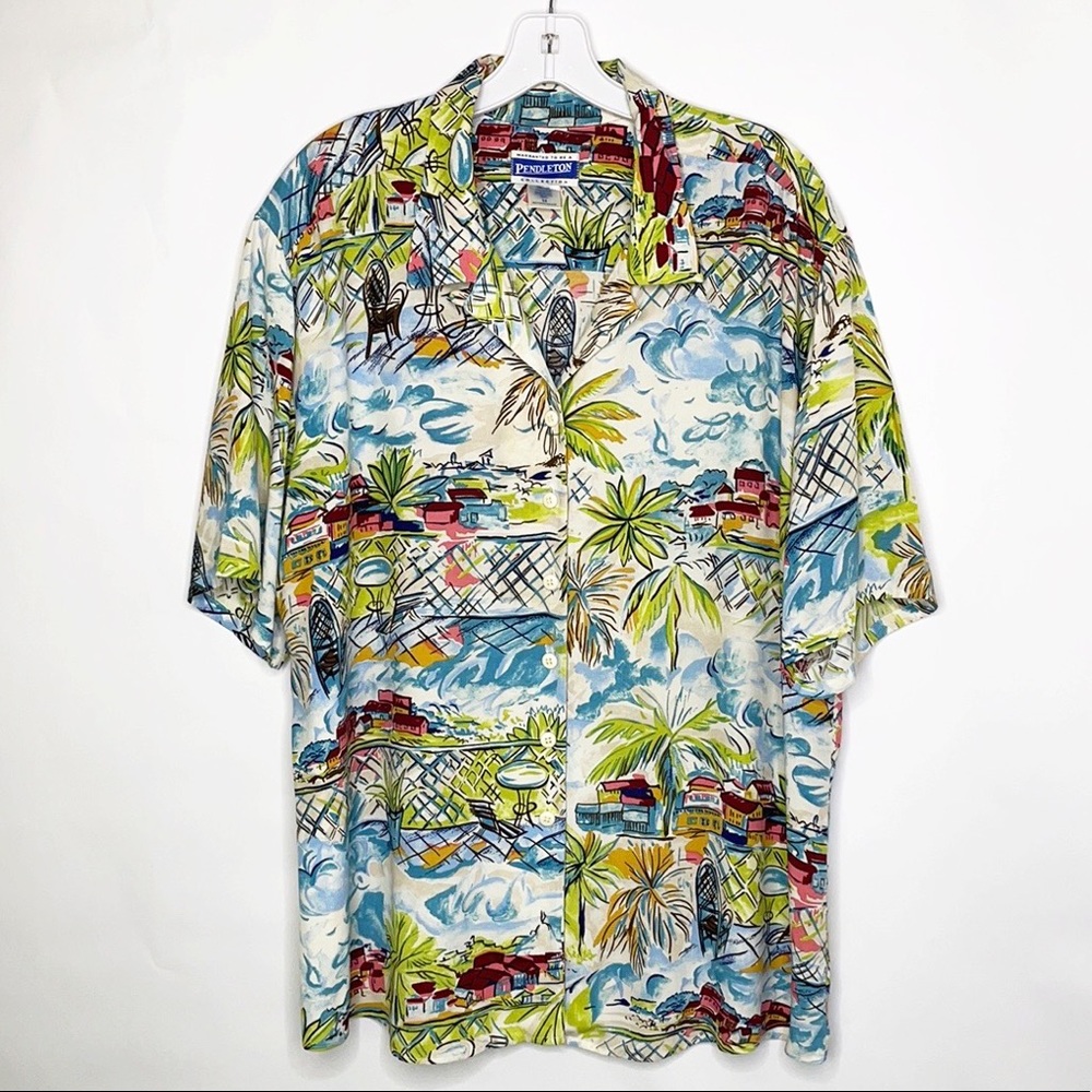 Vintage Woman's Pendleton Rayon Tropical Hawaiian Shirt (14)